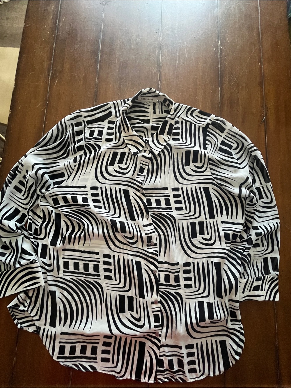 Rose & Olive White and Black Zebra Print Top